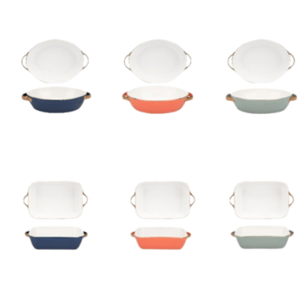 Travessa De Cerâmica Francesa Com Alças Douradas Hapega