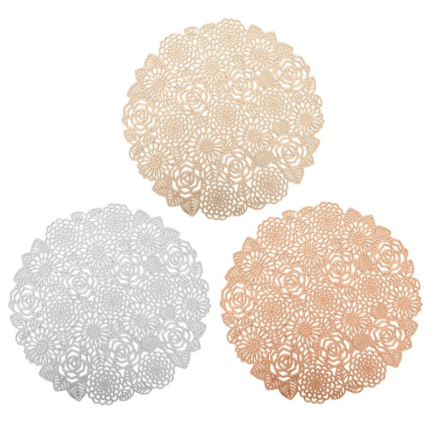 Jogo Americano Redondo Estilo Flores Para Mesa