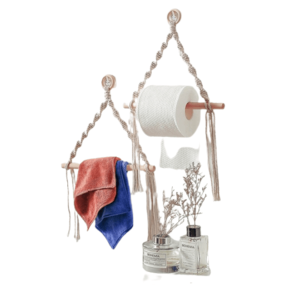 Porta Papel Toalha Macramê Estilo Nórdico