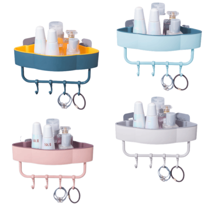 Porta Shampoo De Canto Com Ganchos